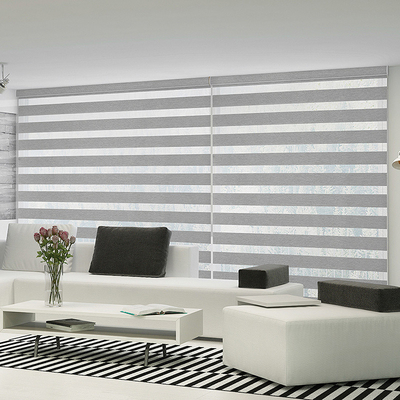 Indoor Office Window Zebra Roller Blinds for Day and Night Manual Open Type Function
