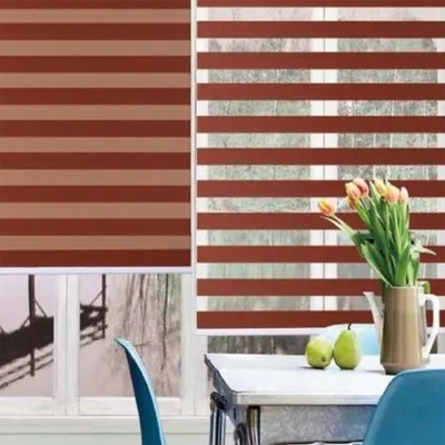 Living Room Customized Polyester Blackout Motorized Zebra Roller Blinds for Household