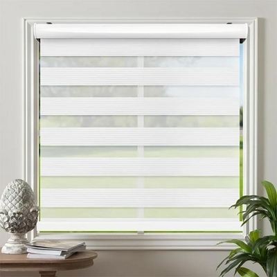 Double Layer Blinds Full Blackout Window Curtain Zebra Blind for Contemporary Design Style