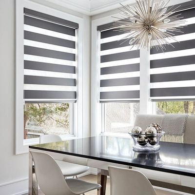 Double Layer Blinds Full Blackout Window Curtain Zebra Blind for Contemporary Design Style