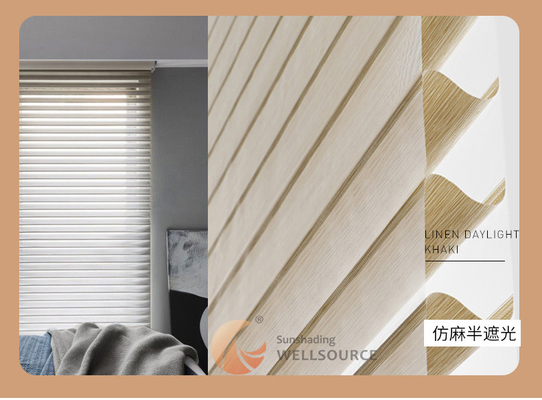 Customized Bathroom Anti UV and Heat Insulation Electric Motorized Shangrila Blinds