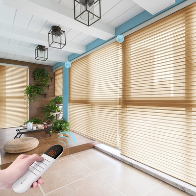 Customized Bathroom Anti UV and Heat Insulation Electric Motorized Shangrila Blinds