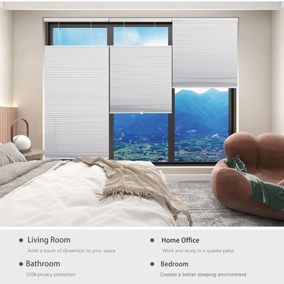 WELLSOURCE Light Filtering/Dimout Cellular Shades Cordless, Top Down Bottom Up Blinds for Windows, 1.5&quot; Single Cell Plea
