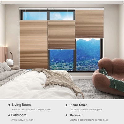 WELLSOURCE Light Filtering/Dimout Cellular Shades Cordless, Top Down Bottom Up Blinds for Windows, 1.5&quot; Single Cell Plea