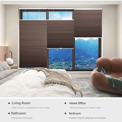 WELLSOURCE Light Filtering/Dimout Cellular Shades Cordless, Top Down Bottom Up Blinds for Windows, 1.5&quot; Single Cell Plea