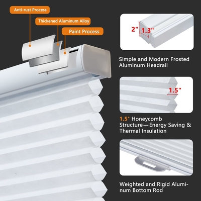 WELLSOURCE Cordless Cellular Shades without Drilling Honeycomb Blinds Blackout for Windows Bed Room, Office Easy to Inst