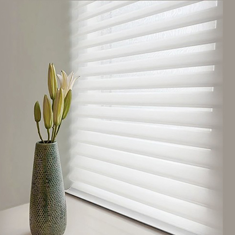 Shangrila Fabric Polyester Roller Blinds with Valance Double Layer Manual Open Type